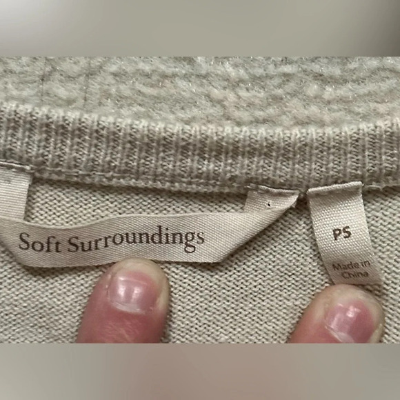 Soft Surroundings Multi-fabric Cotton‎ Neutral Lightweight Cardigan. Size Small - Picture 4 of 5